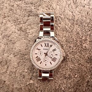 Silver fossil watch stainless steels steel